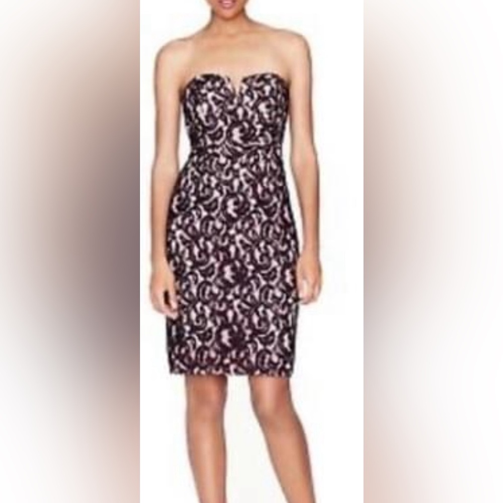 J. Crew black and pink lace strapless dress - Size 4